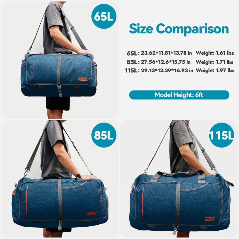 Canway 115L Travel Duffel Bag, Foldable Weekender Bag with Shoes Compartment for Men Women Water-proof & Tear Resistant - Image 2
